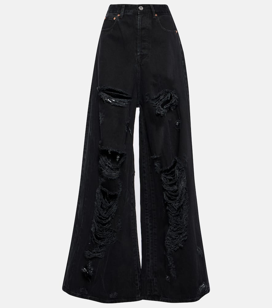 Distressed wide-leg jeans