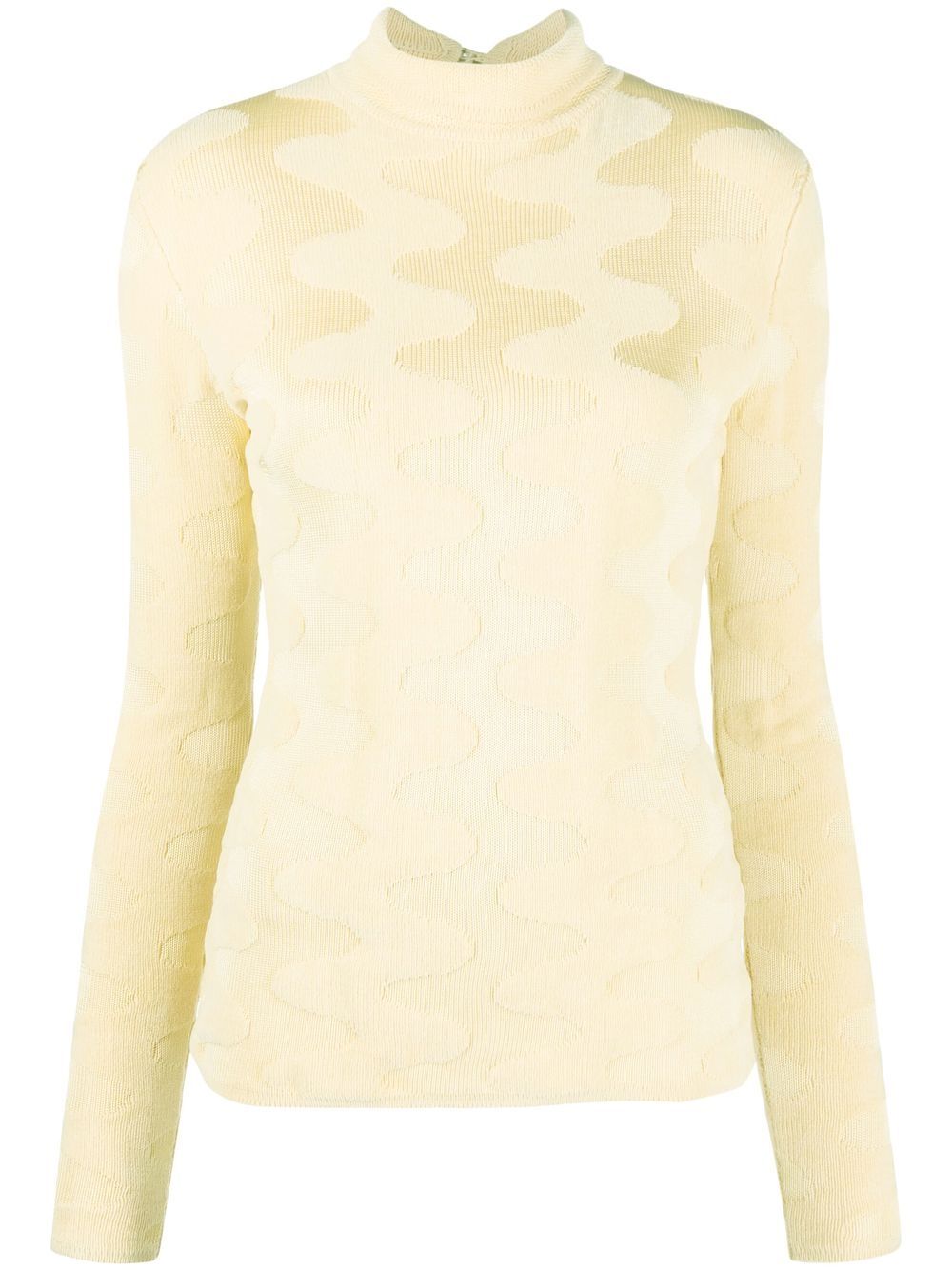 Wave pattern turtle neck top - Yellow