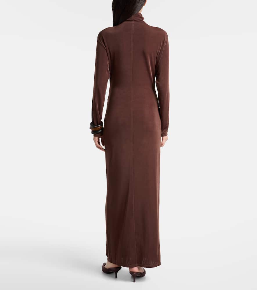 Gathered turtleneck maxi dress