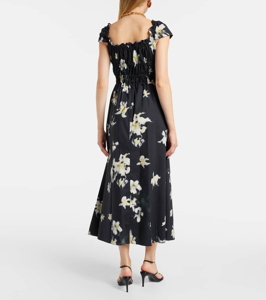 Floral cotton-blend midi dress