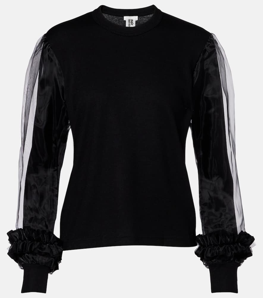 Tulle-trimmed wool sweater