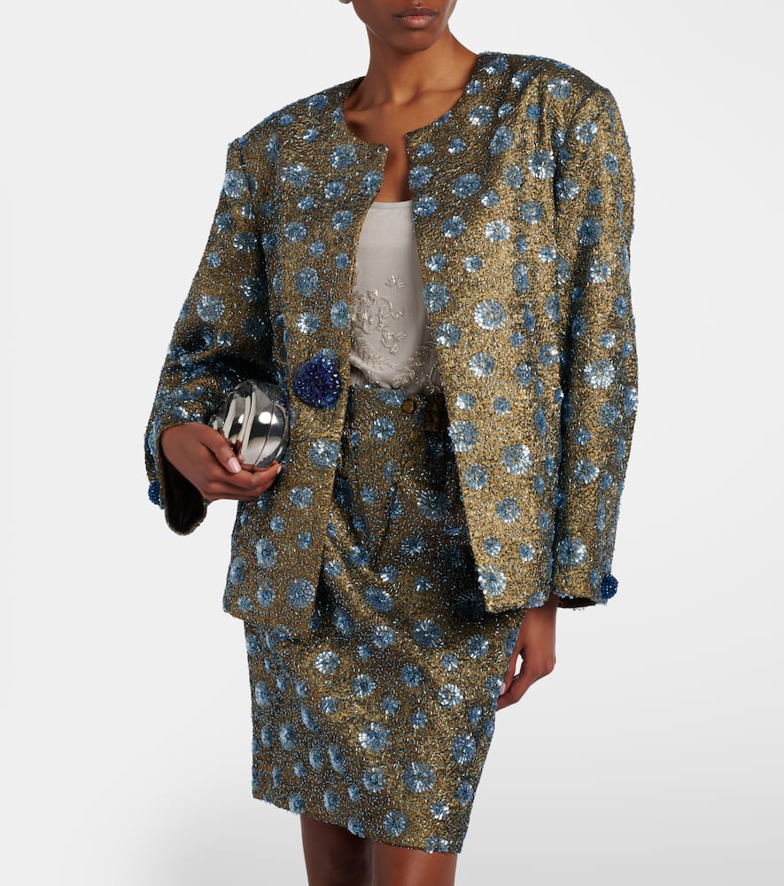 Floral sequined oversized jacket