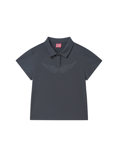 WING POLO SHIRT CHARCOAL