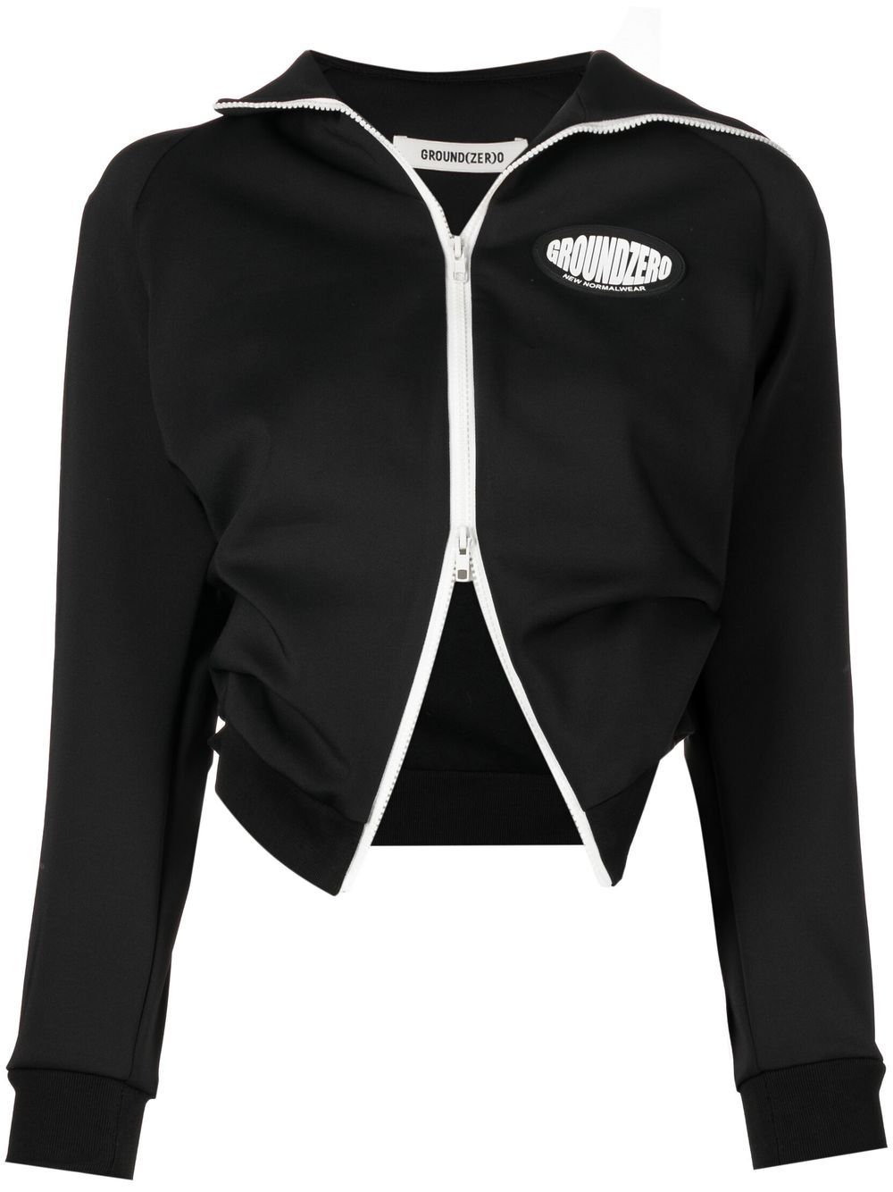 Logo-patch zip-up jacket - Black