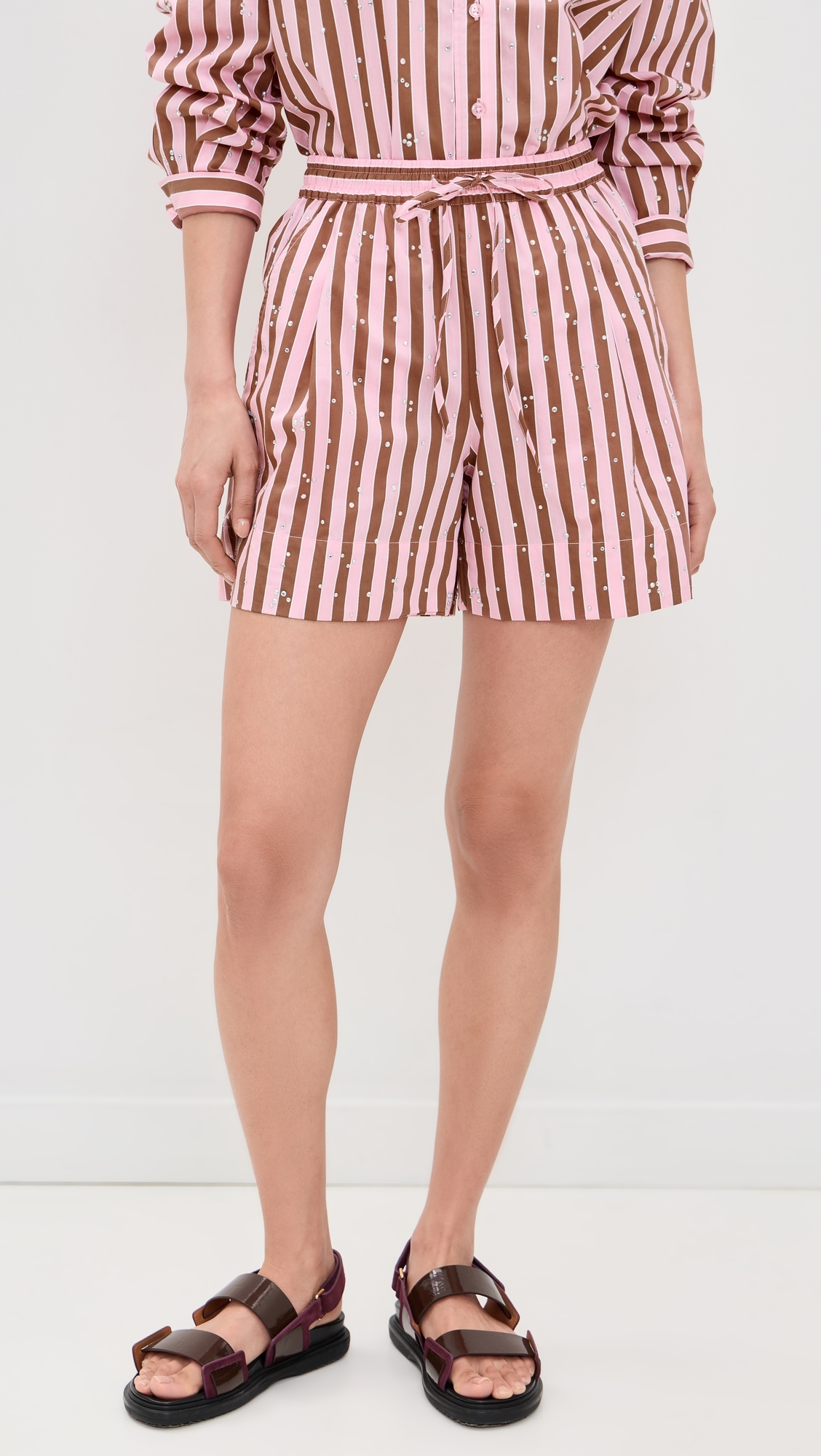 Jeeuw Rhinestone Mini Shorts Combo1 Young Rose