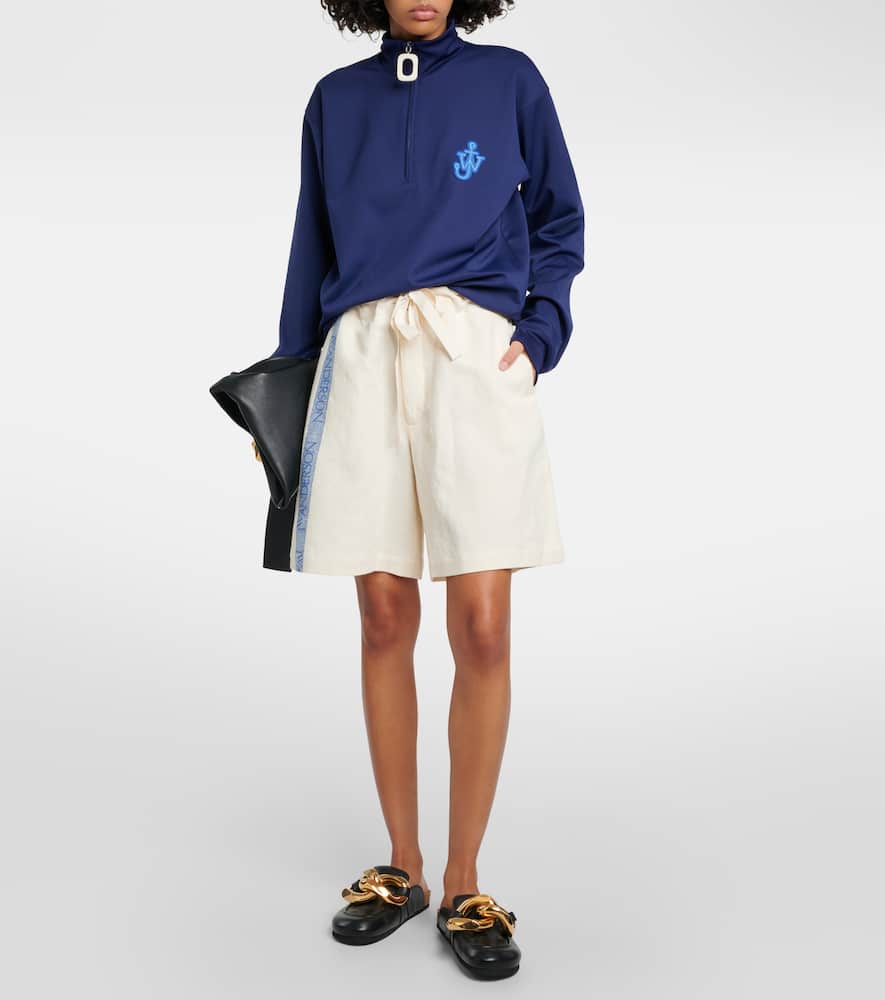 High-rise cotton and linen shorts