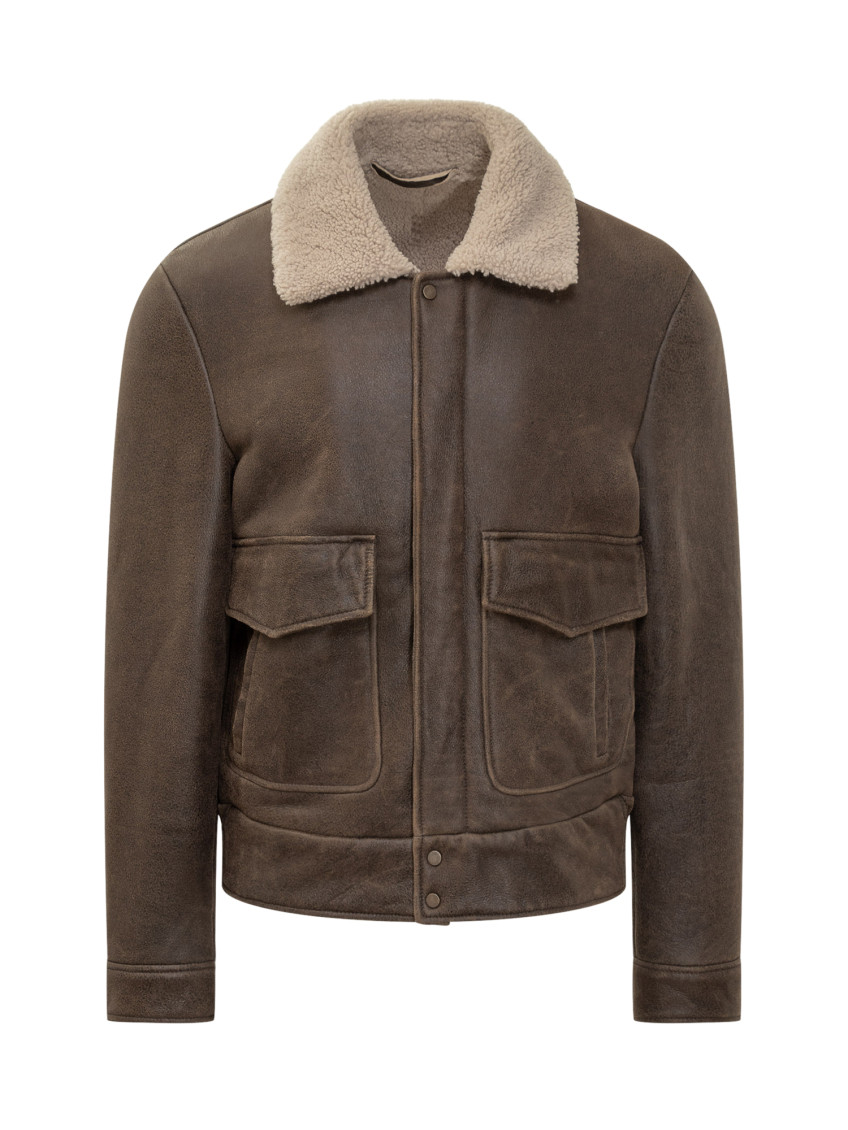 Brown Solid Shirt Collar Jacket