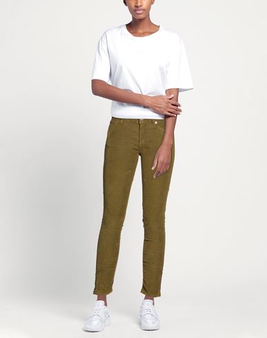 Woman Pants Military green Size 28 Cotton, Lyocell, Elastane