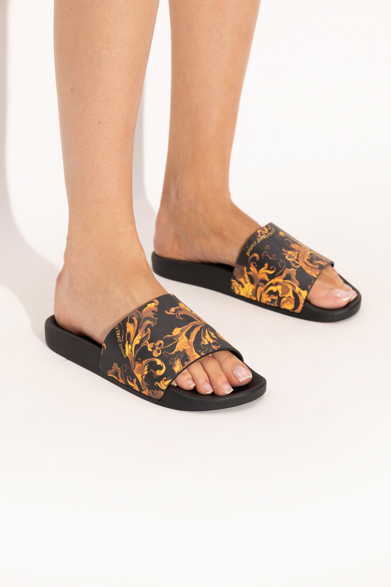 Rubber Flip-flops With Print, Women's, Black