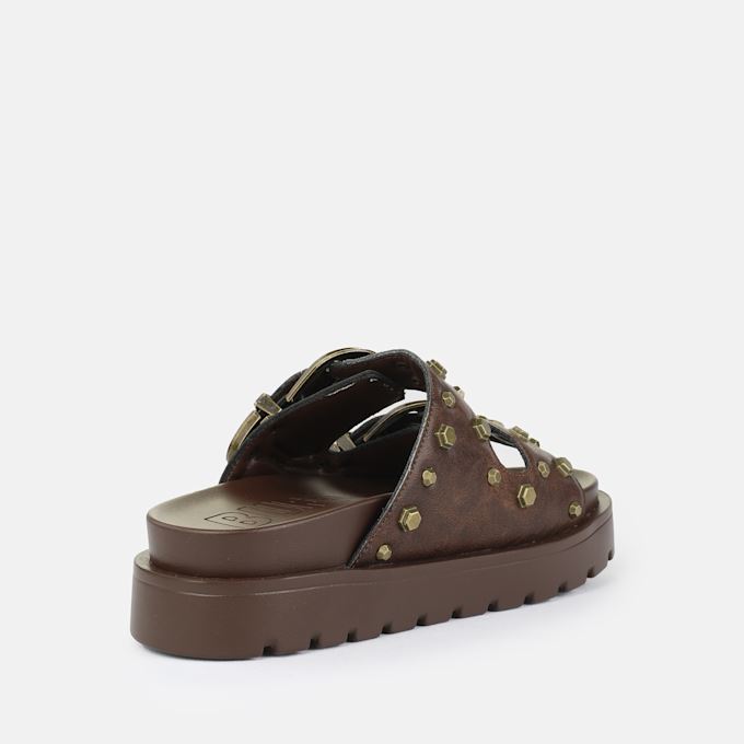 Buffalo Raya Ari West Leather Womens Brown Sanda
