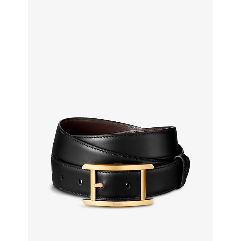 Mens Black Tank de Reversible Leather Belt 