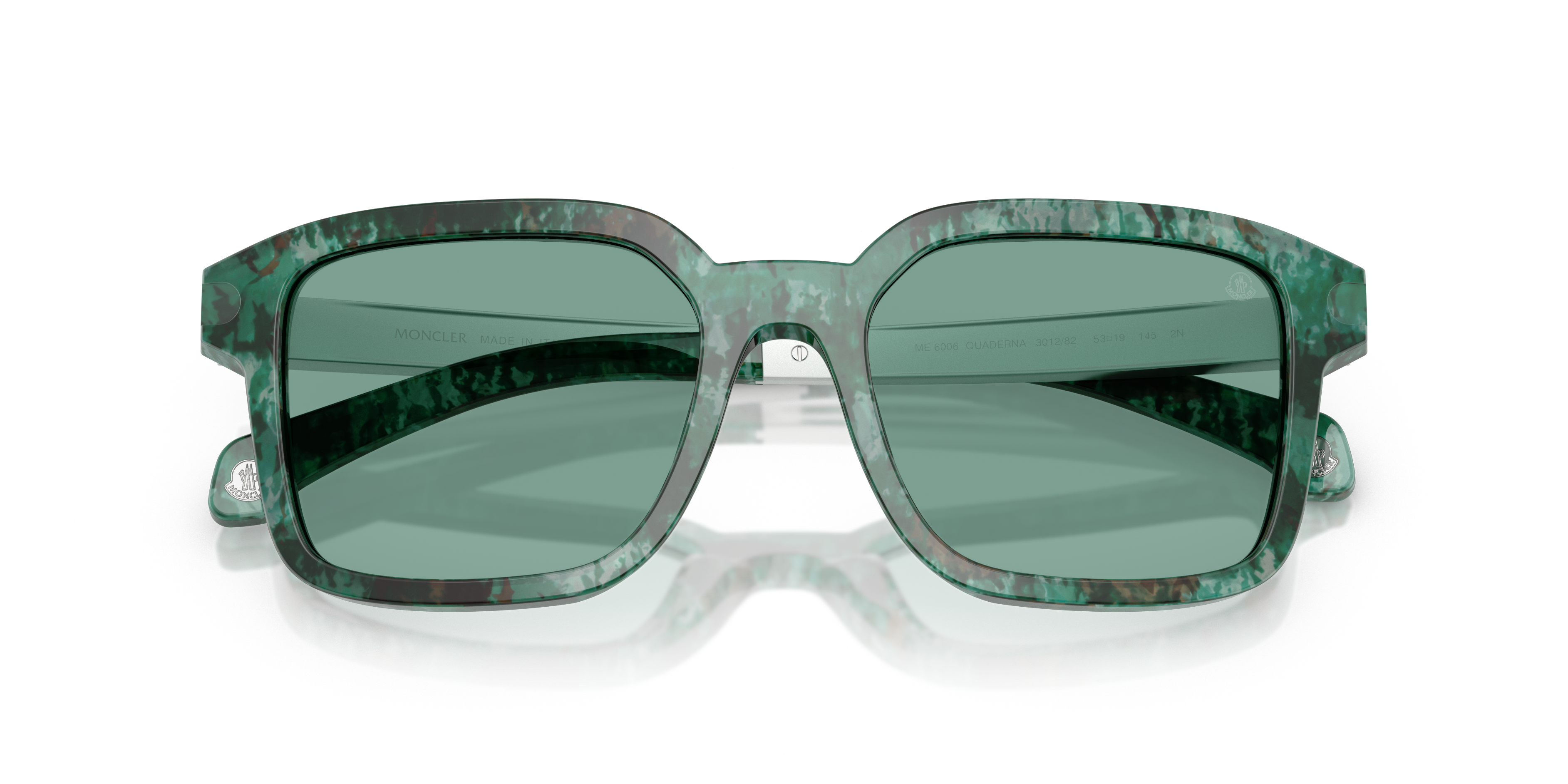Moncler Unisex Moncler ME6006 QUADERNA 301282 Sunglasses Acetate Brown Green Squared Norma