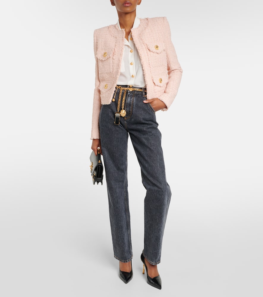 Frayed tweed jacket