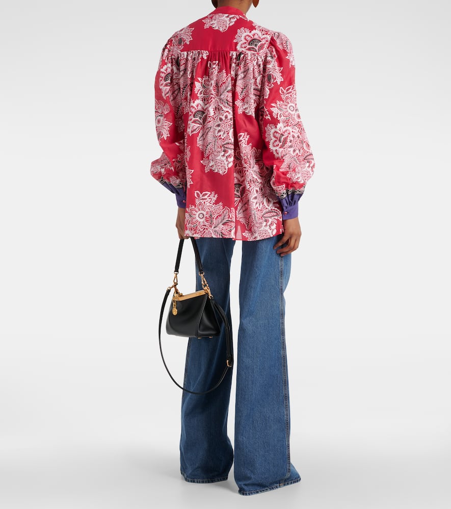 Printed cotton and silk blouse