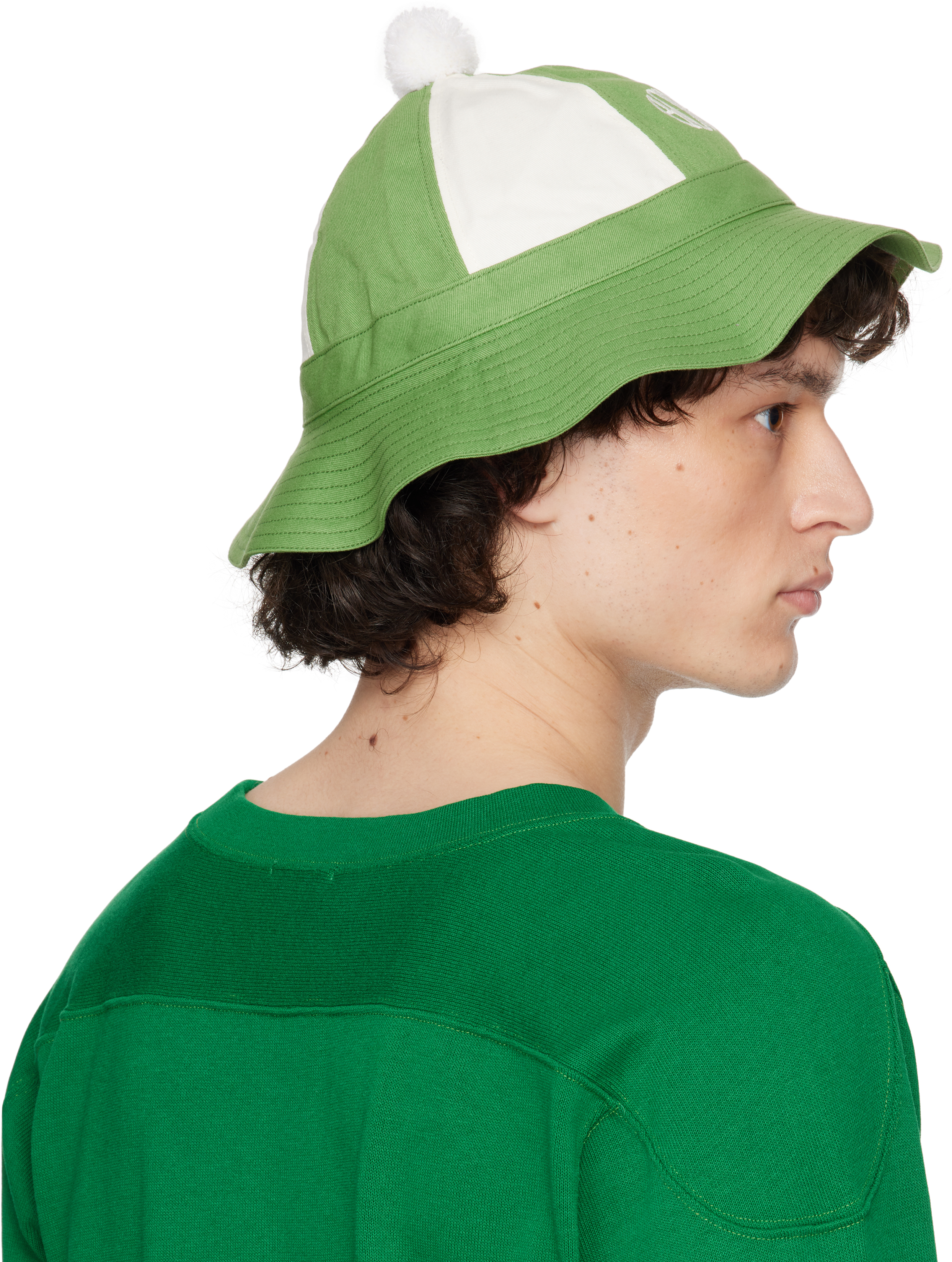 Bode Green & White Paneled Grandfather Bucket Hat