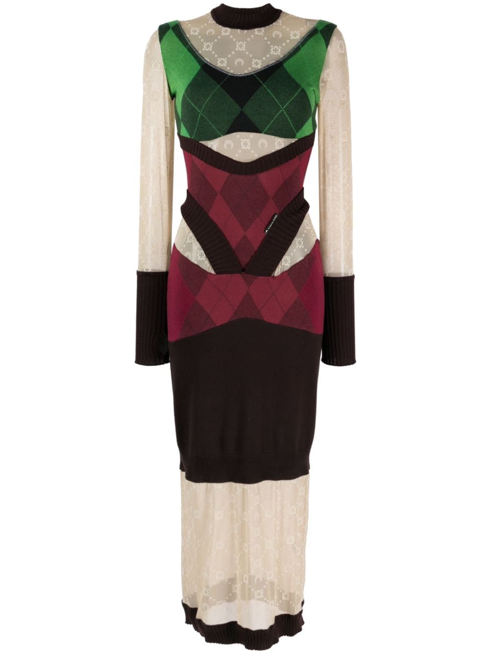 Regenerated lozenge-knit midi dress