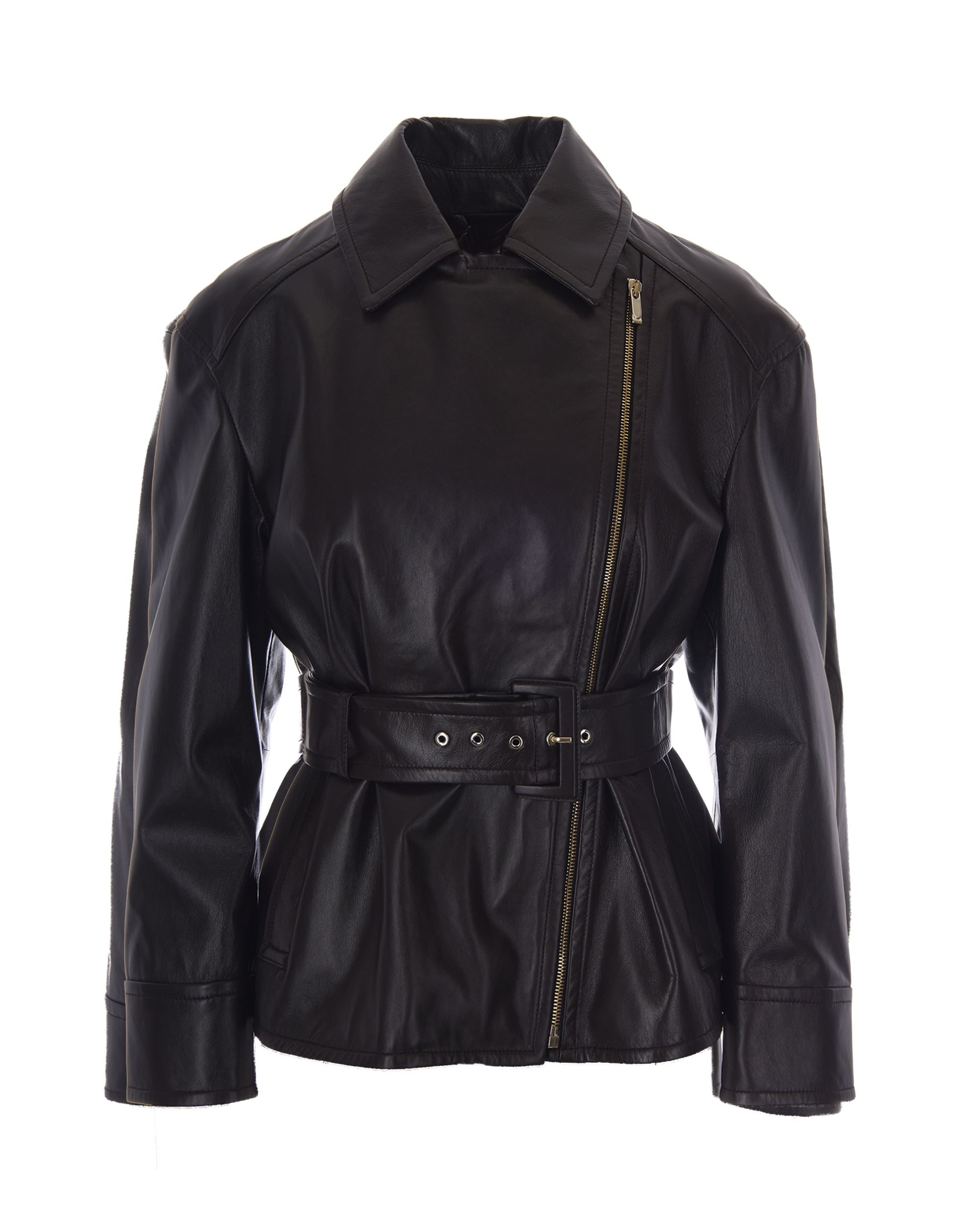 Lambskin Biker Jacket — Brown