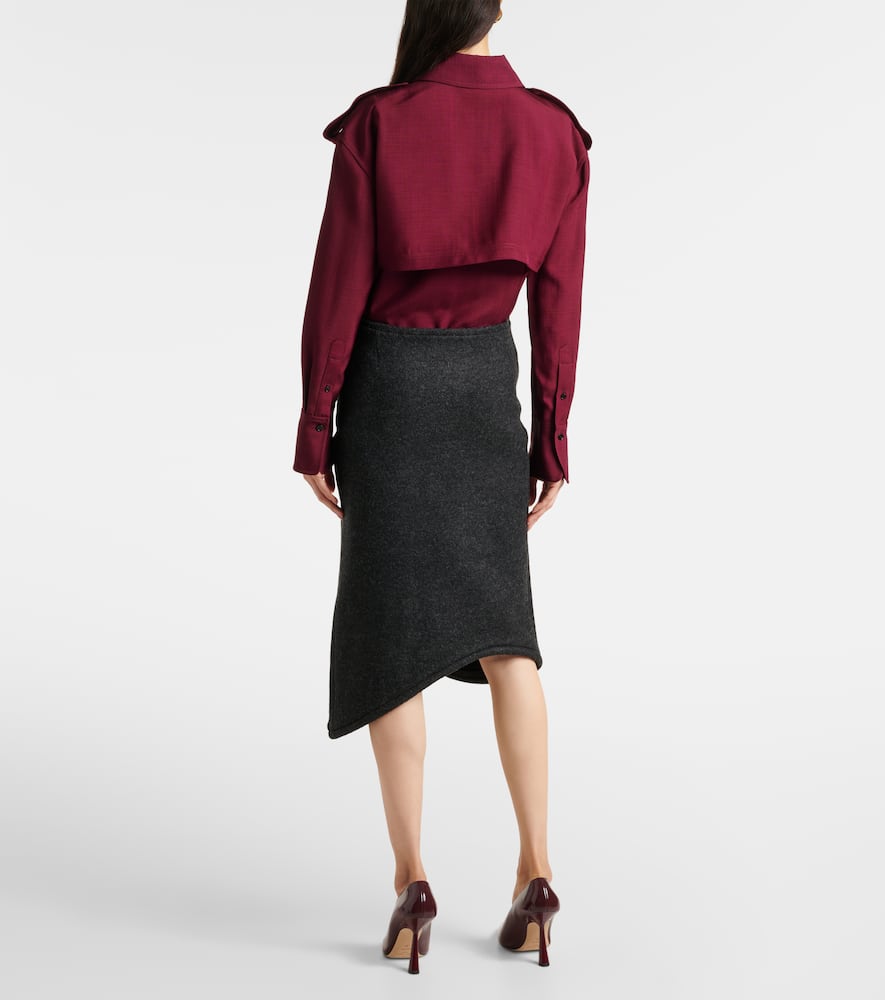 Padded high-rise wool pencil skirt