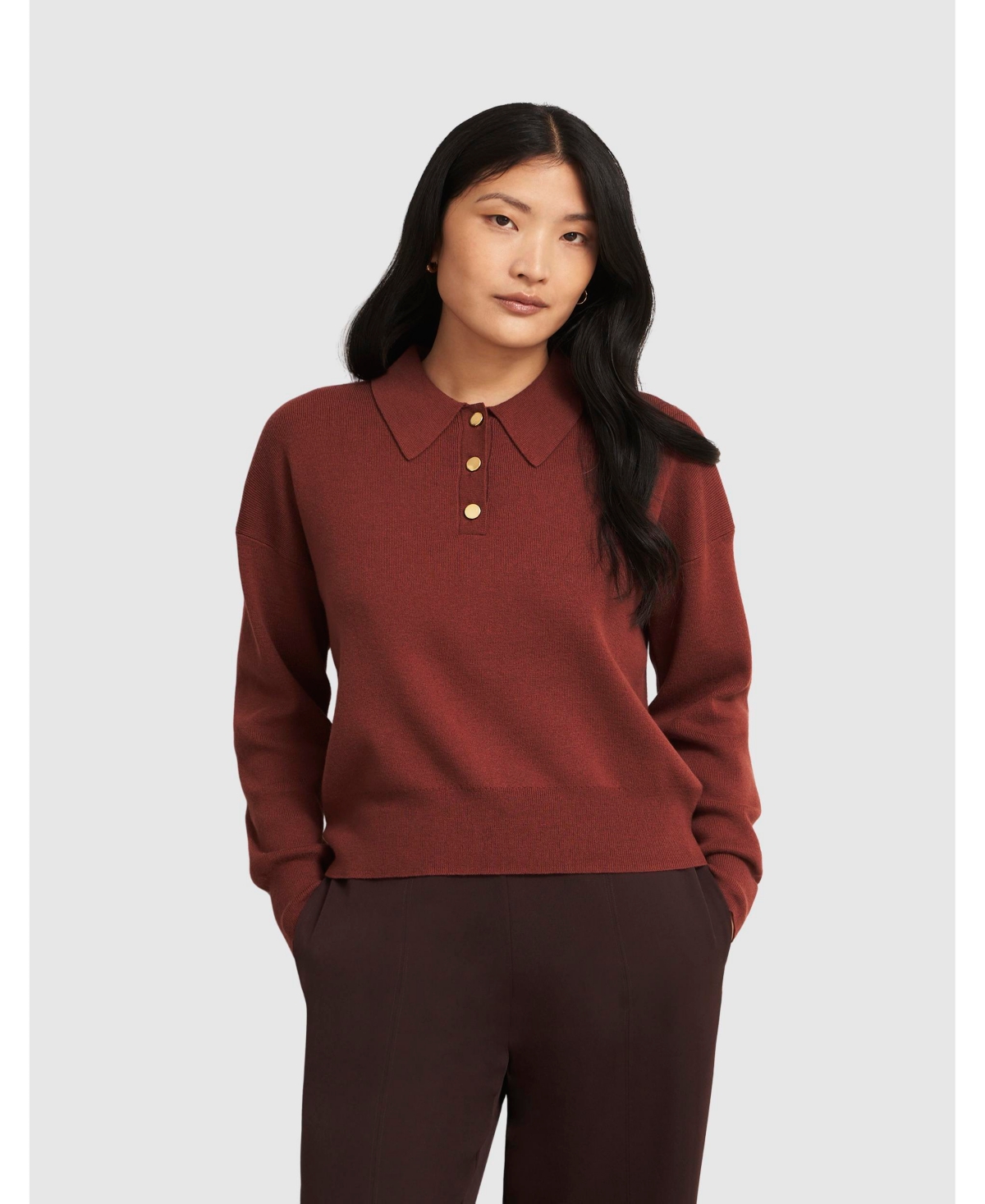 Women's Connie Polo Sweater - Rust/Copper