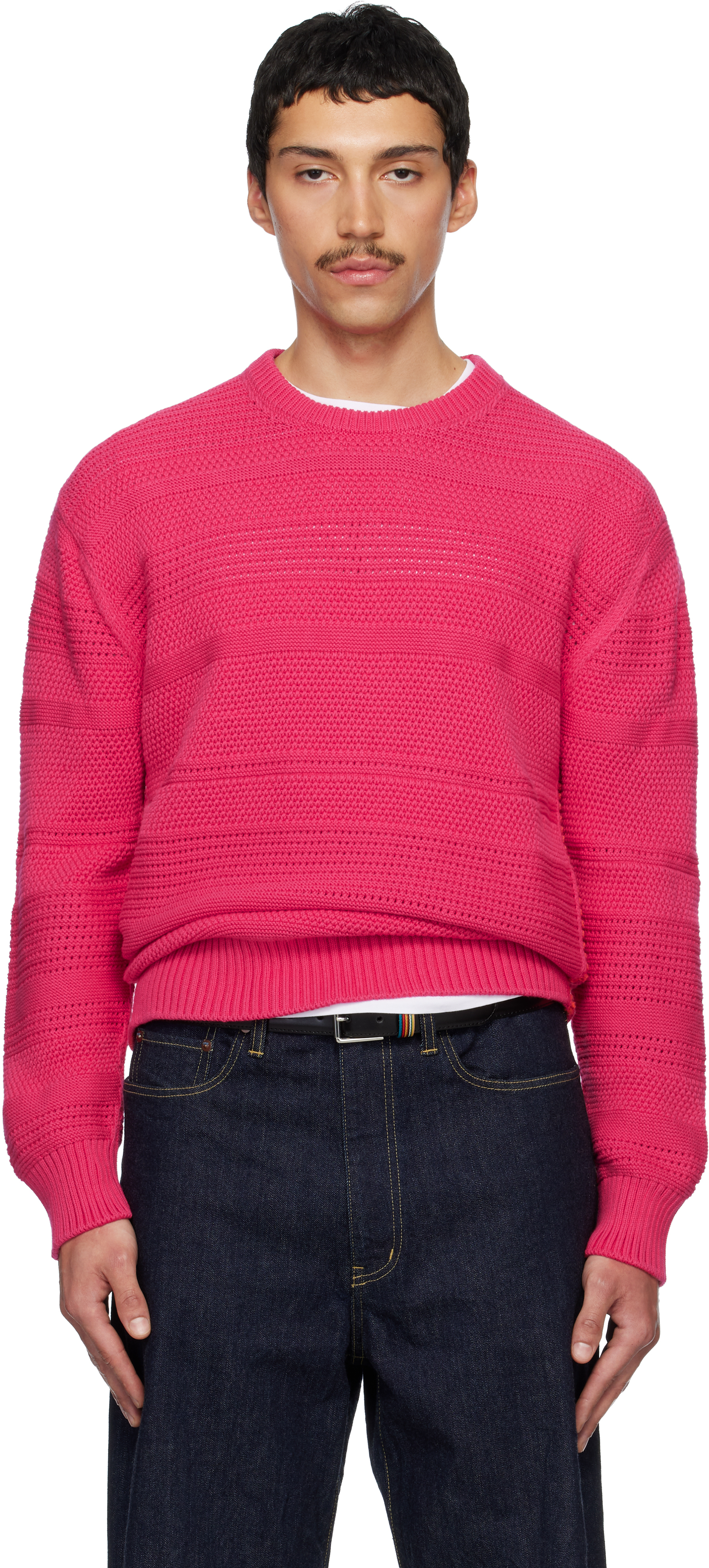 Pink Textured Cotton Sweater