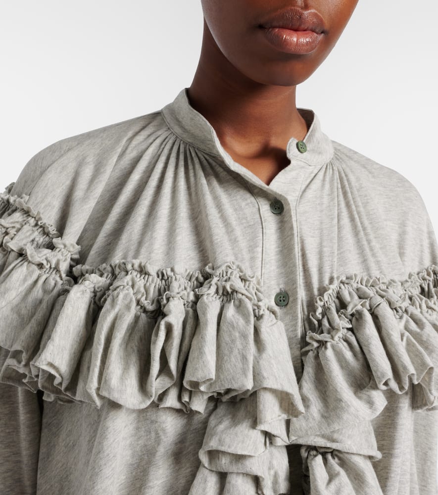 Ruffled cotton jersey blouse