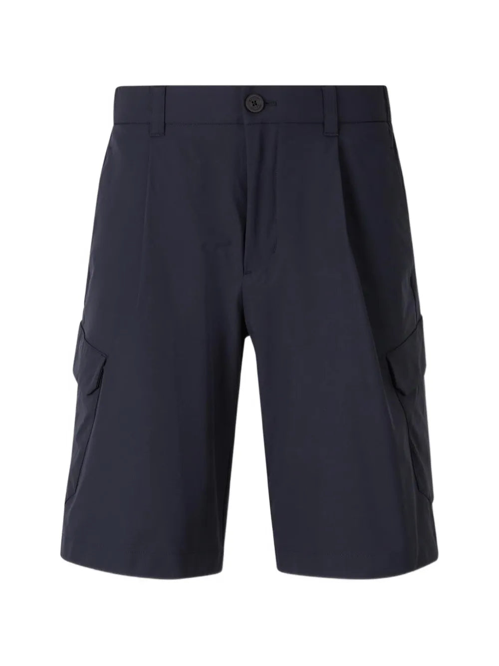 Pleat-Detail Cargo Shorts — Navy