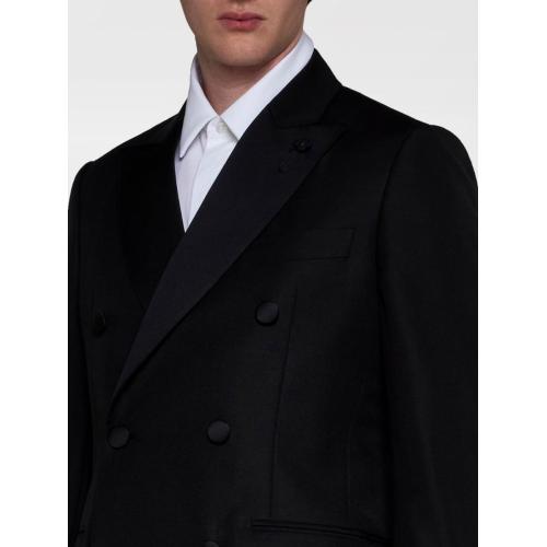 Double-breasted wool-blend suit - Blue