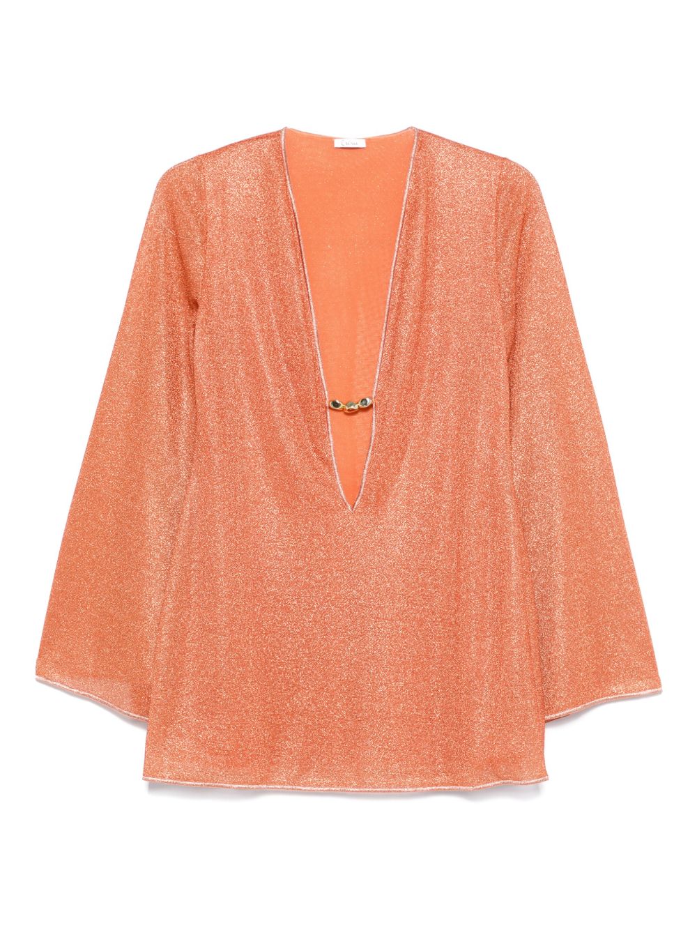 Lurex-detail mini dress - Orange