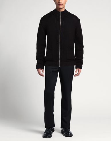 Man Cardigan Black Size XL Merino Wool, Polyamide