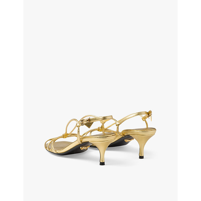 Womens Gold/silver Mordoré Metallic-leather Heeled Sandals