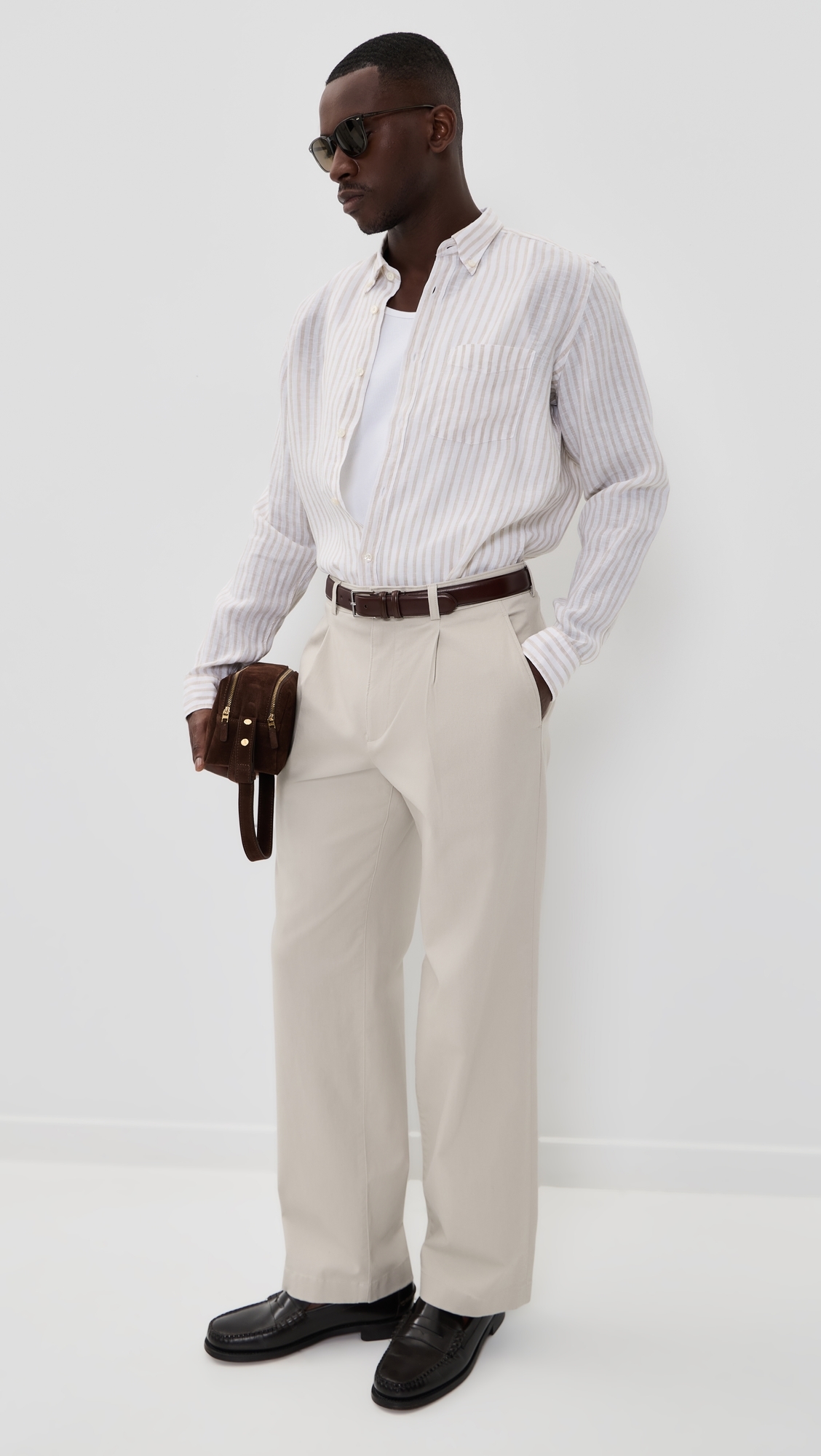 Relaxed Pleat Pants in Moonsoft Cotton Silver Cloud