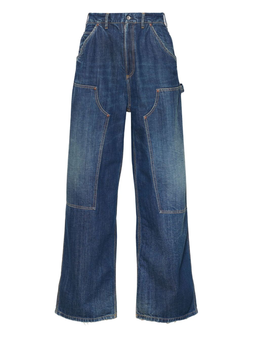 Wide-Leg Cargo Denim Jeans — Blue