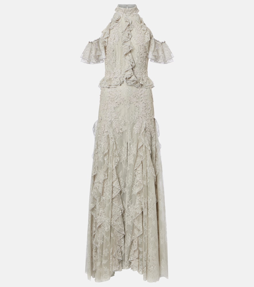 Rhodine embellished halterneck lace gown
