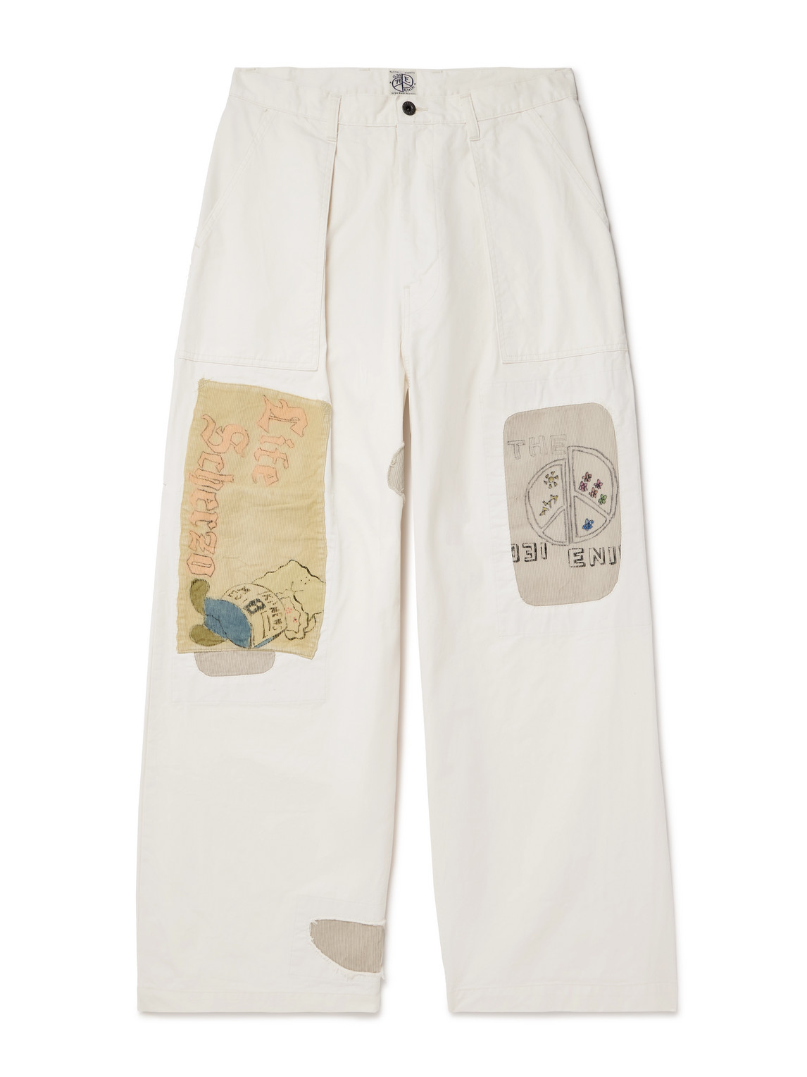 Fatigue Wide-Leg Patchwork Cotton-Twill Trousers