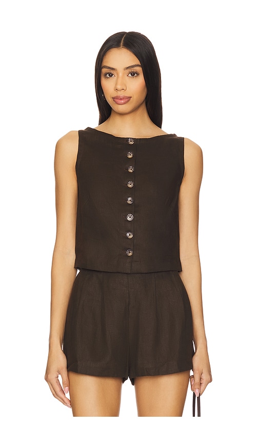 FAITHFULL THE BRAND Elia Top in Chocolate. -  XL also in L, M
