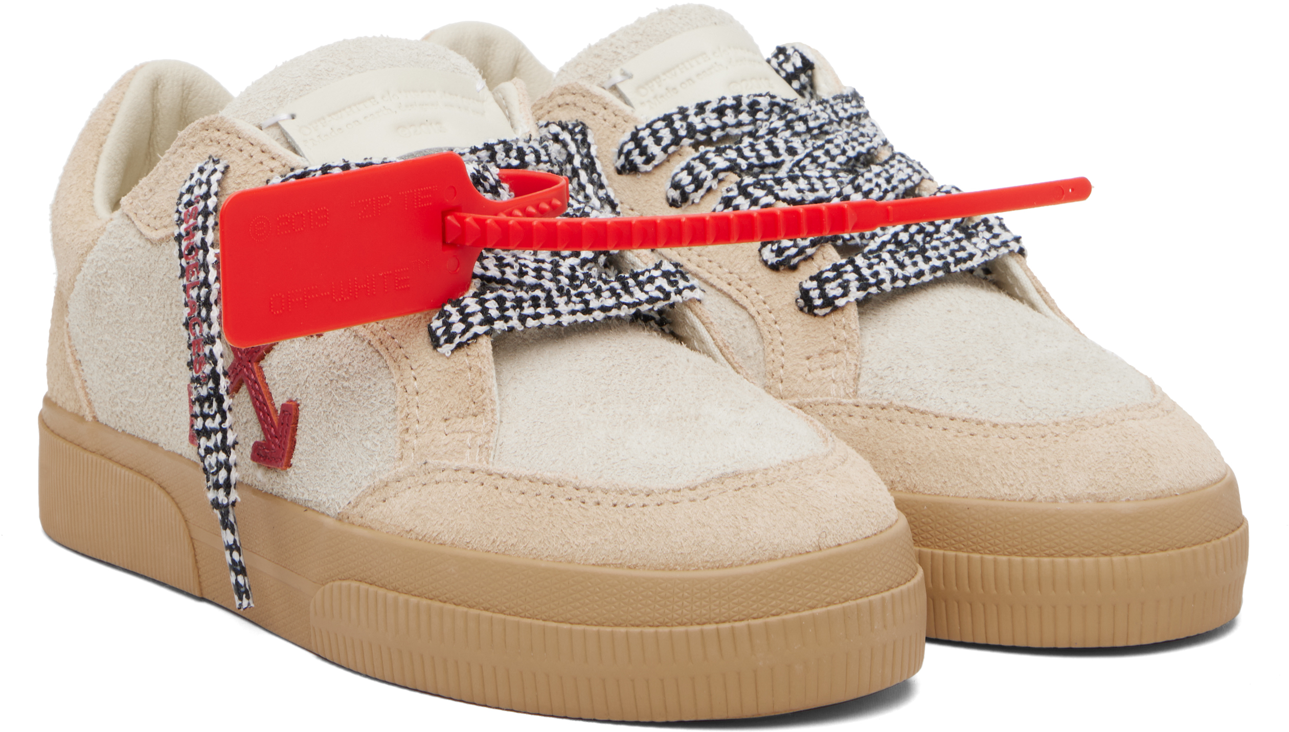 Beige Vulcanized Low Suede Sneakers
