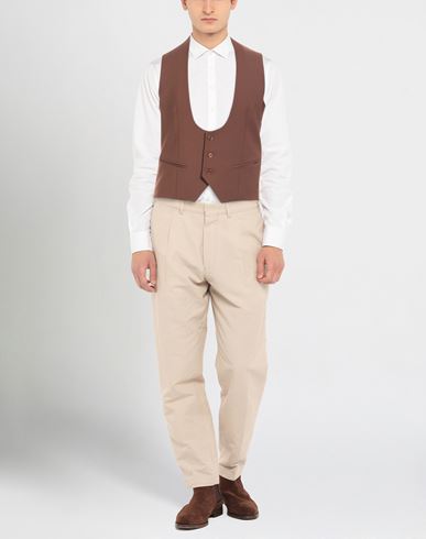 Man Tailored Vest Brown Size 38 Polyester, Viscose, Elastane