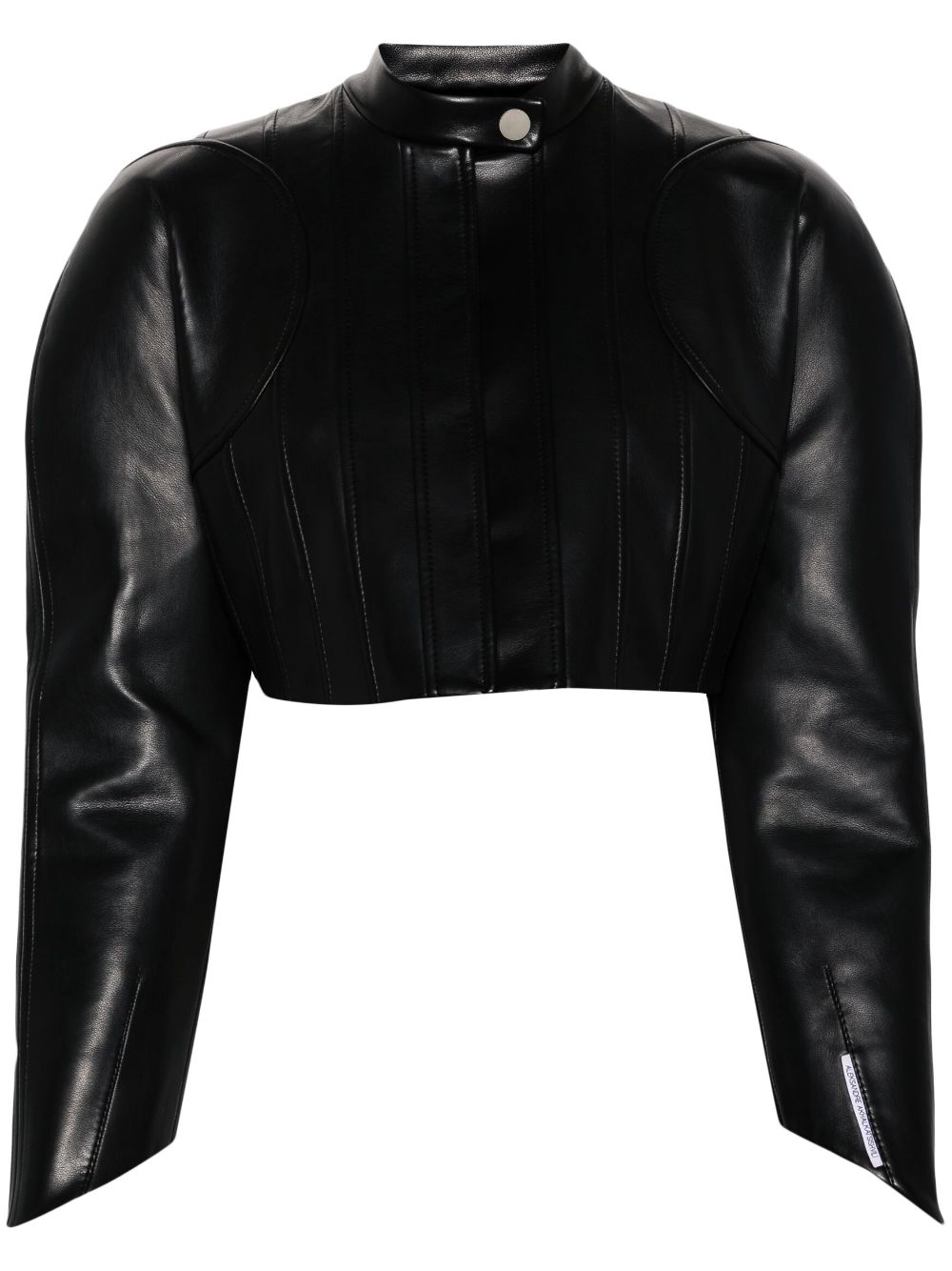 Shoulder-pads cropped biker jakcet - Black