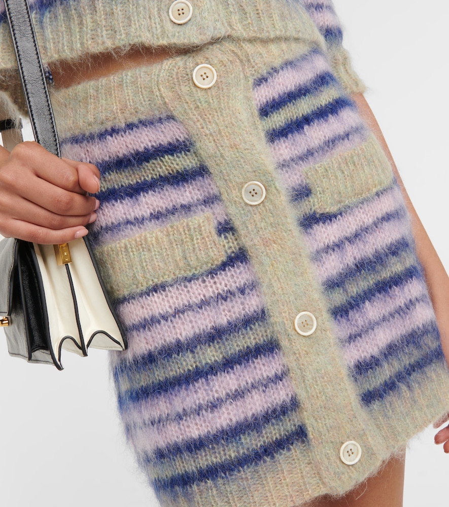 Striped mohair-blend miniskirt