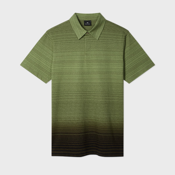 Khaki Gradient Stripe Polo Shirt Green