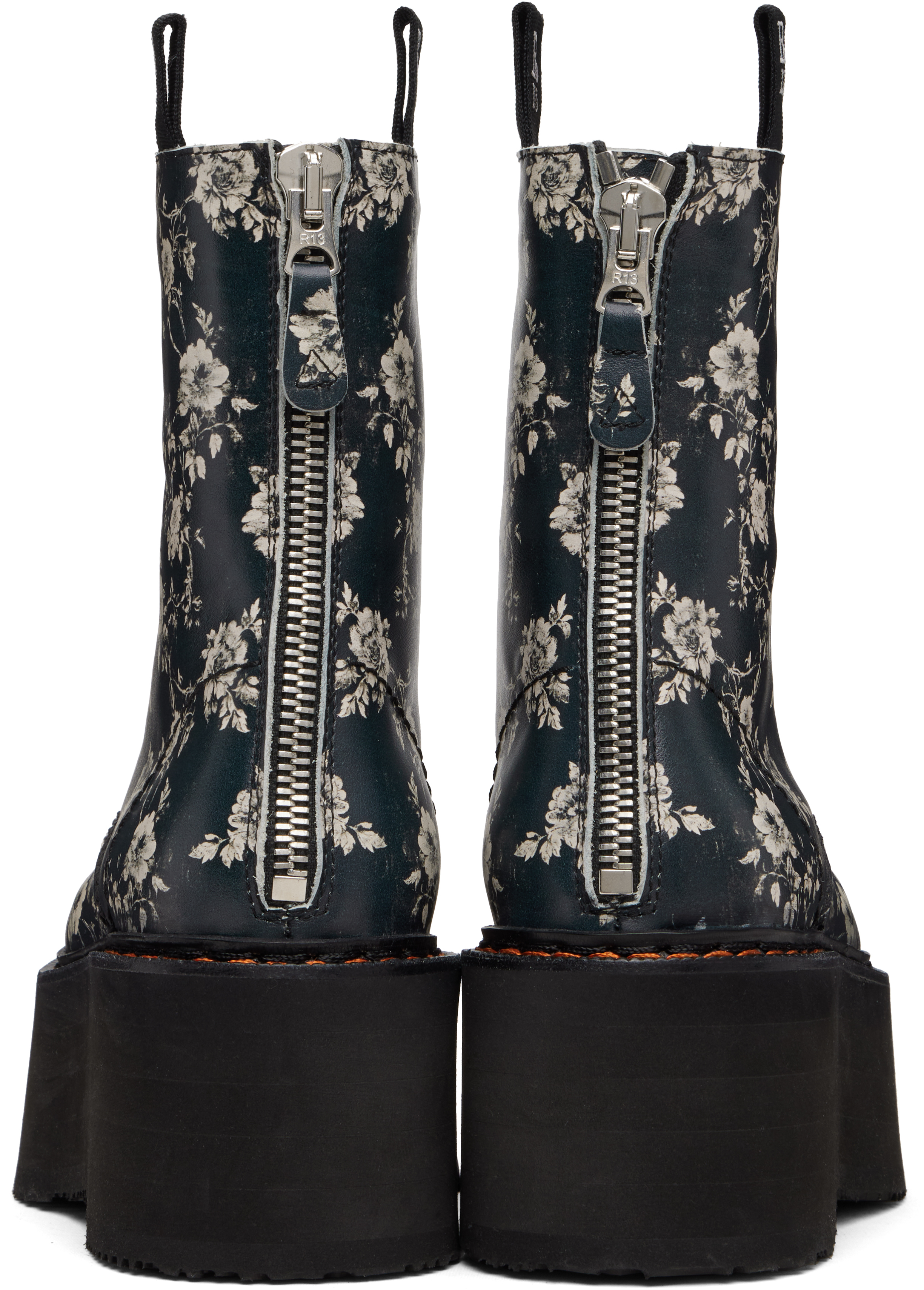 Black & Off-White Double Stack Boots