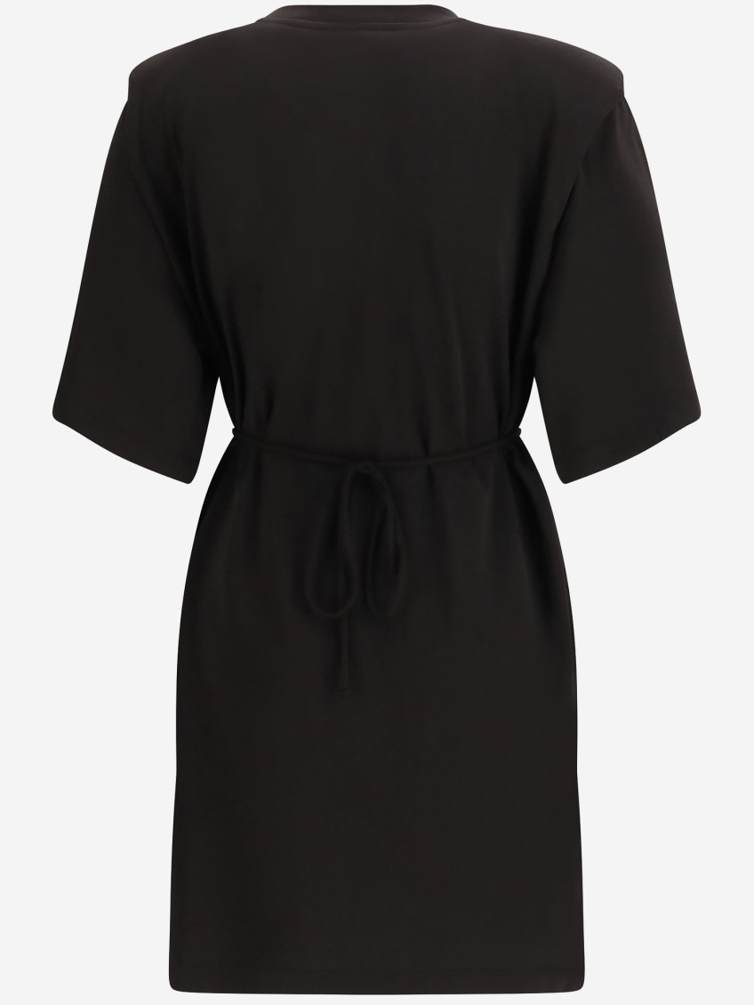 Mini dress with structured shoulders and chain - L