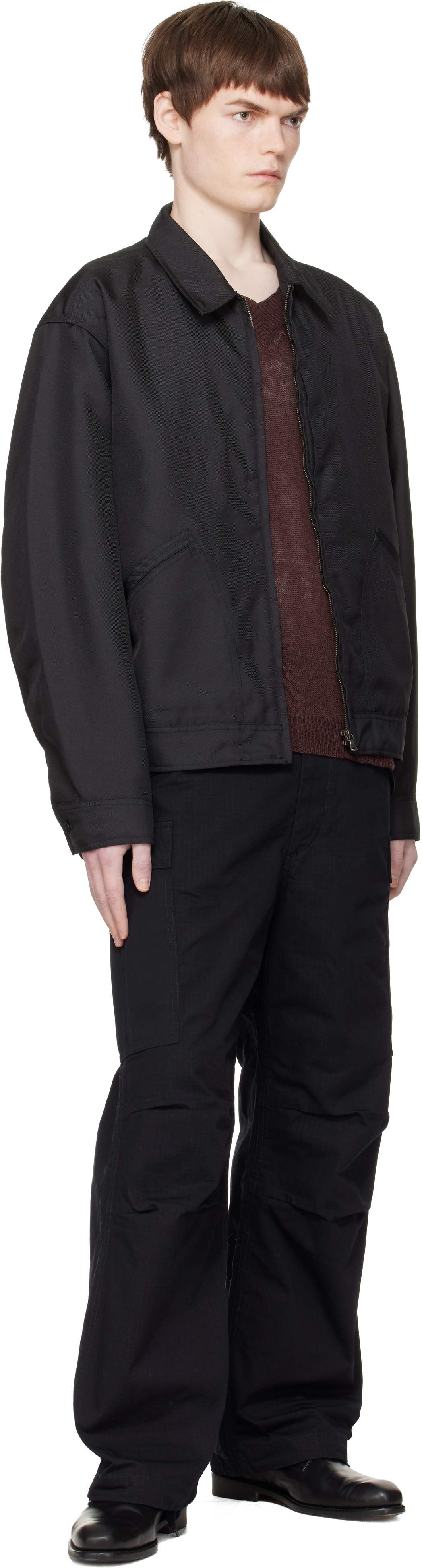 Black Polyester Twill Deck Jacket