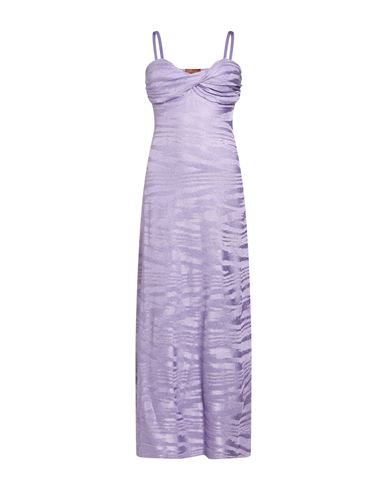 Woman Maxi dress Lilac Size 4 Viscose, Metal
