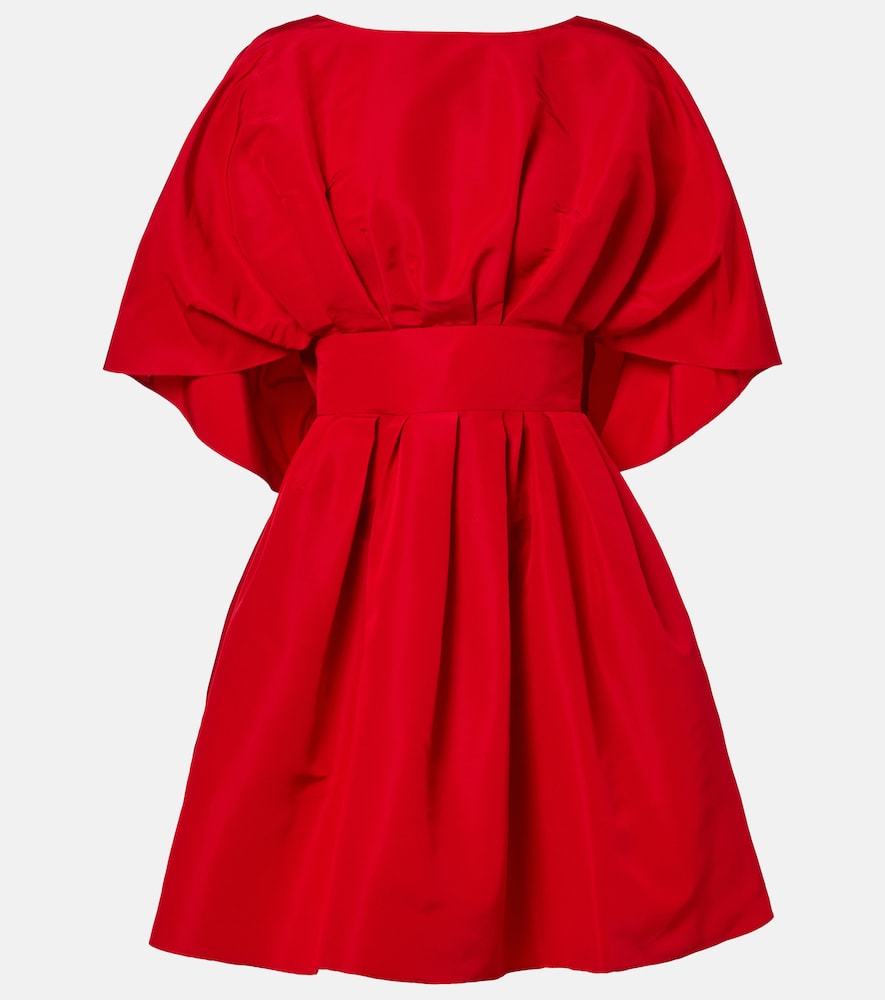 Fan gathered silk minidress