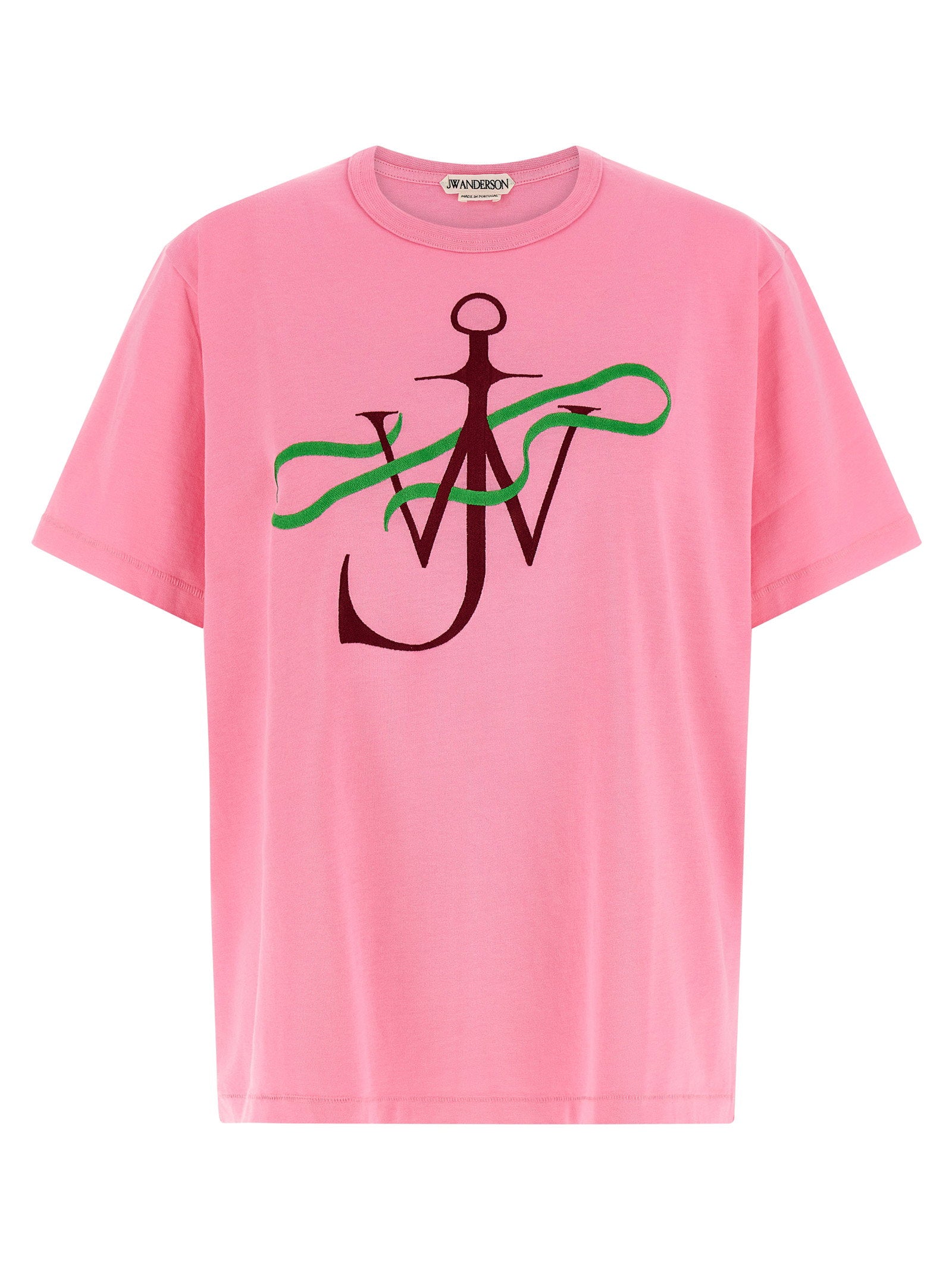 Ribbon Anchor Embroidered T-Shirt — Pink