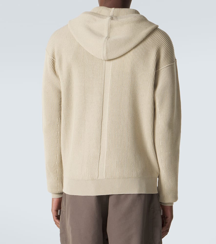 Ribbed-knit virgin wool hoodie