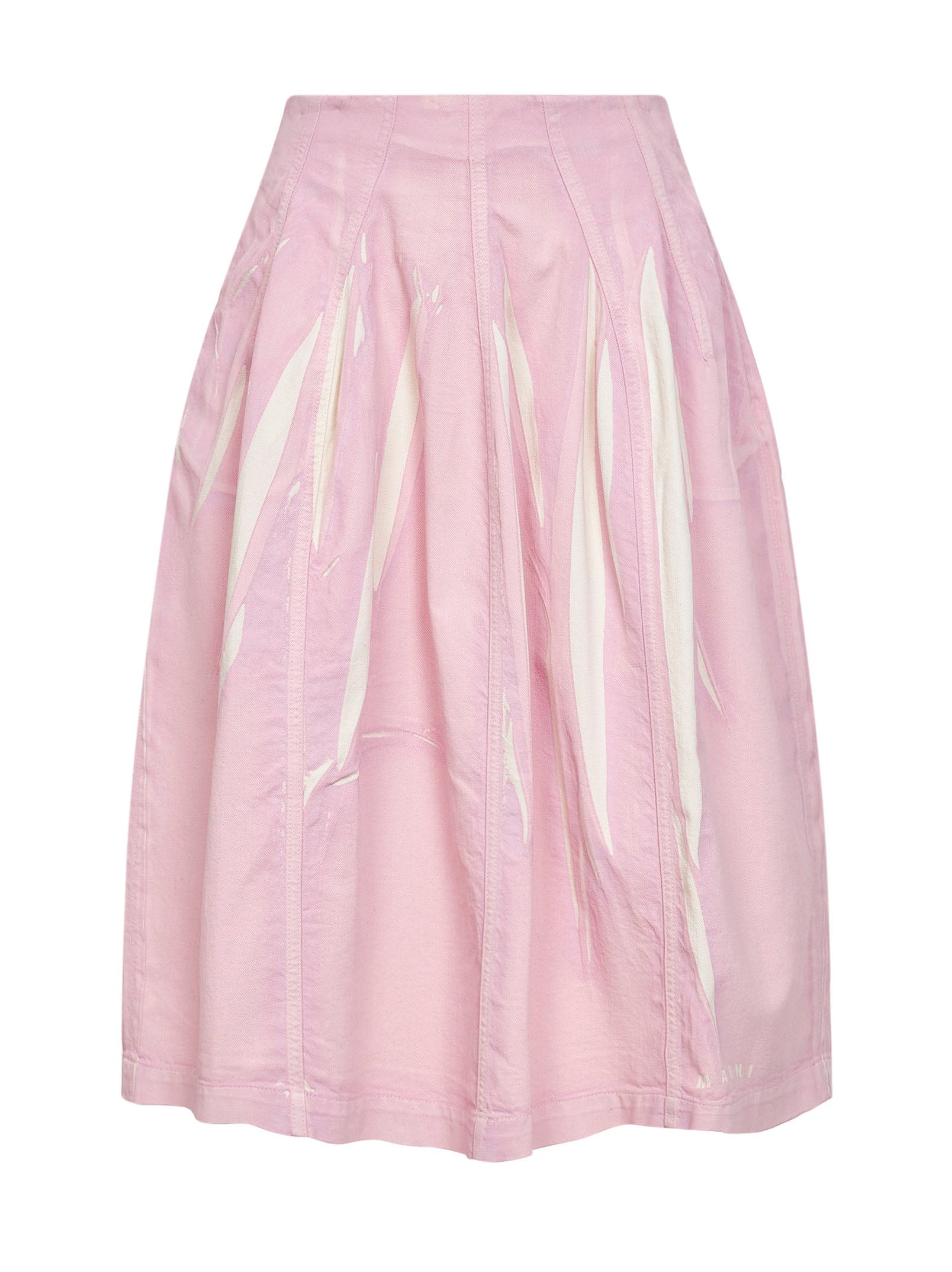 Screen-Printed Flared Skirt — Pink
