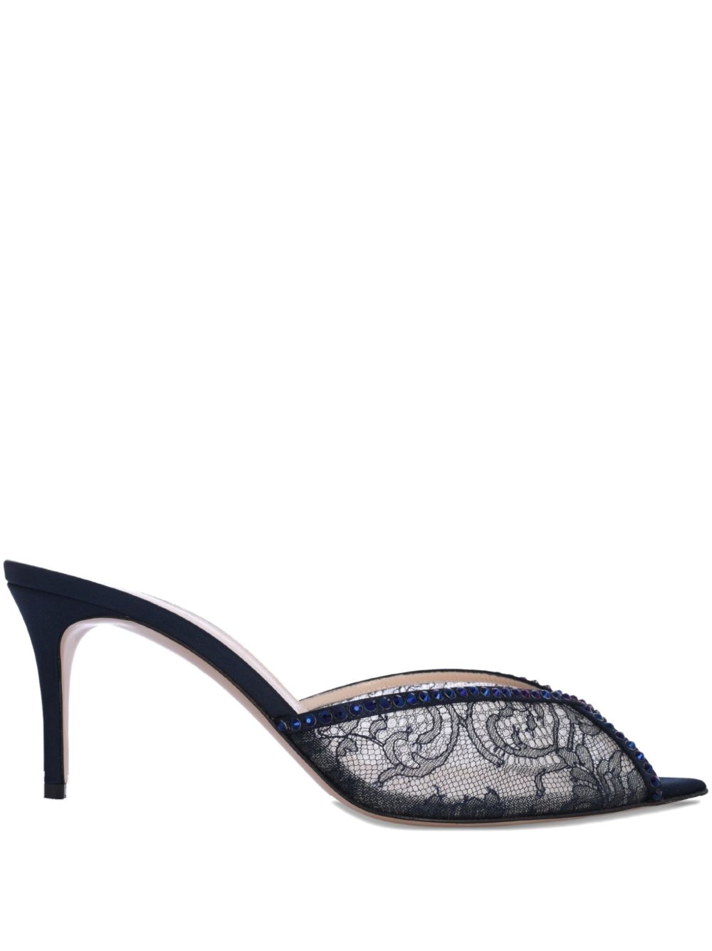 75mm Katy lace-embellished mules - Blue