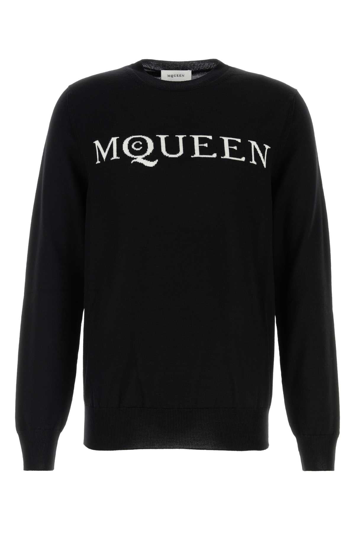 Logo-Embroidered Wool Sweater — Black